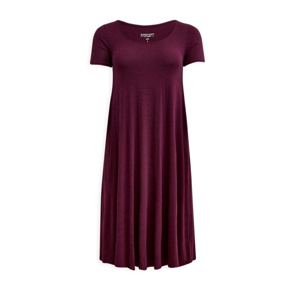 Size 0X Torrid Womens Torrid At The Knee Supersoft Hi-Low Dress Purple - Picture 4 of 7